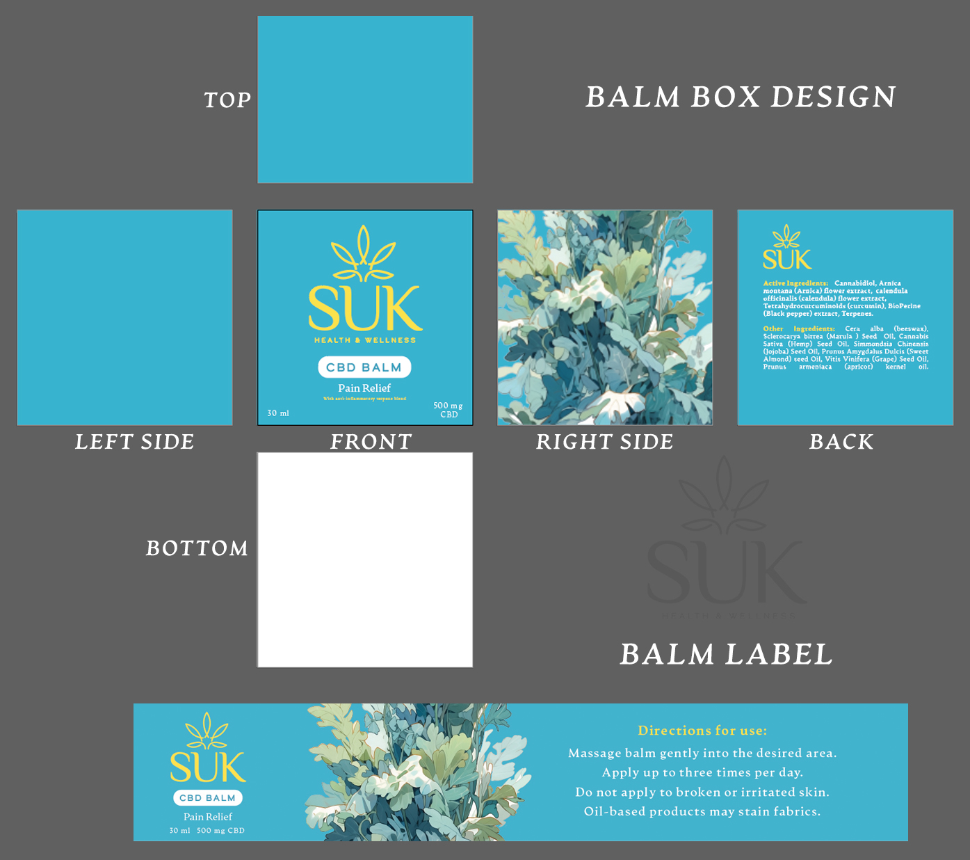 SUK – CBD Balm Box & Label Layout